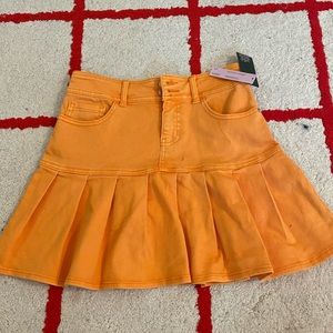 Orange denim tennis skirt